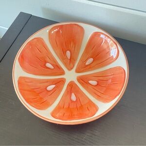 $10 SALE Orange Citrus Design Ceramic Medium Serving Bowl Salad Dessert Snack